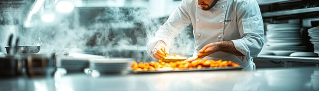 Szef kuchni przy garnku